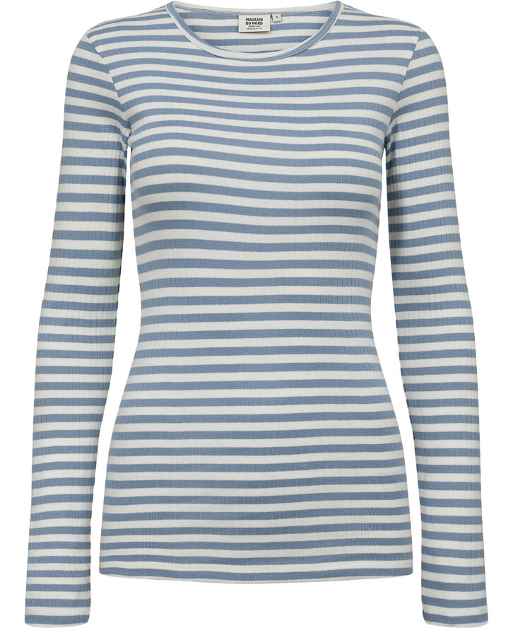 Magasin du Nord Collection Milla 1 Langærmet T-shirt - 100% Økologisk Bomuld Star white / forever blue stripe