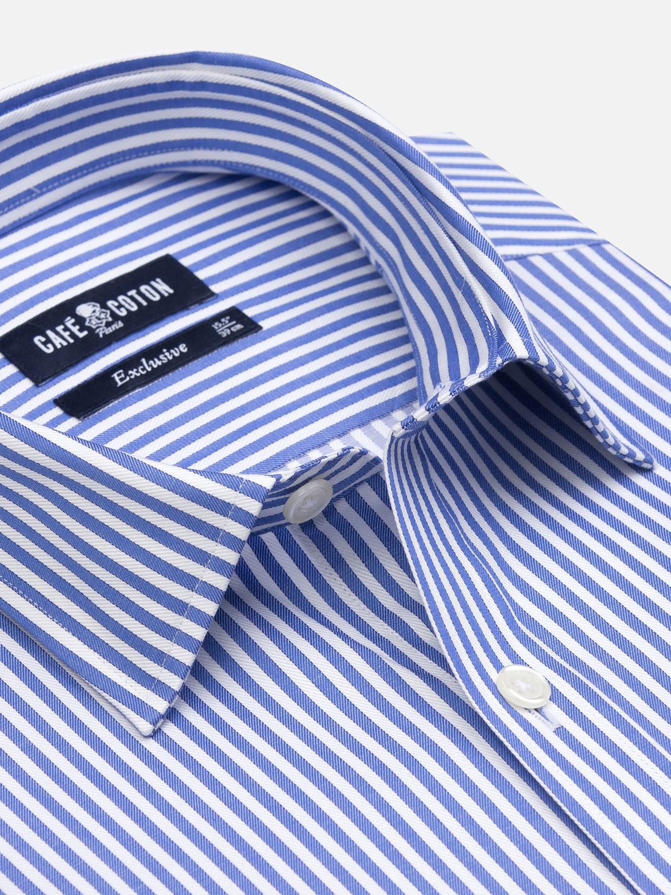 Chemise cintrée Colin à rayures bleues - Petit col