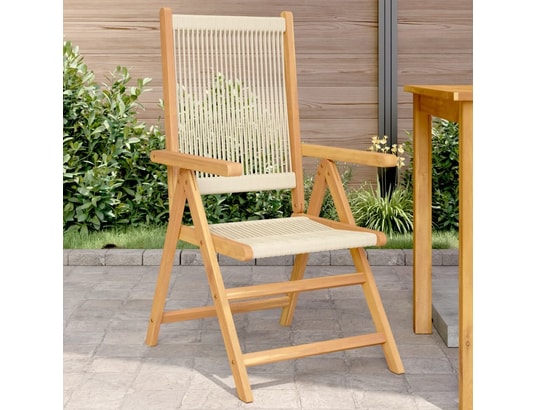 VIDAXL - Chaises de jardin lot de 2 beige bois d'acacia et polypropyl...