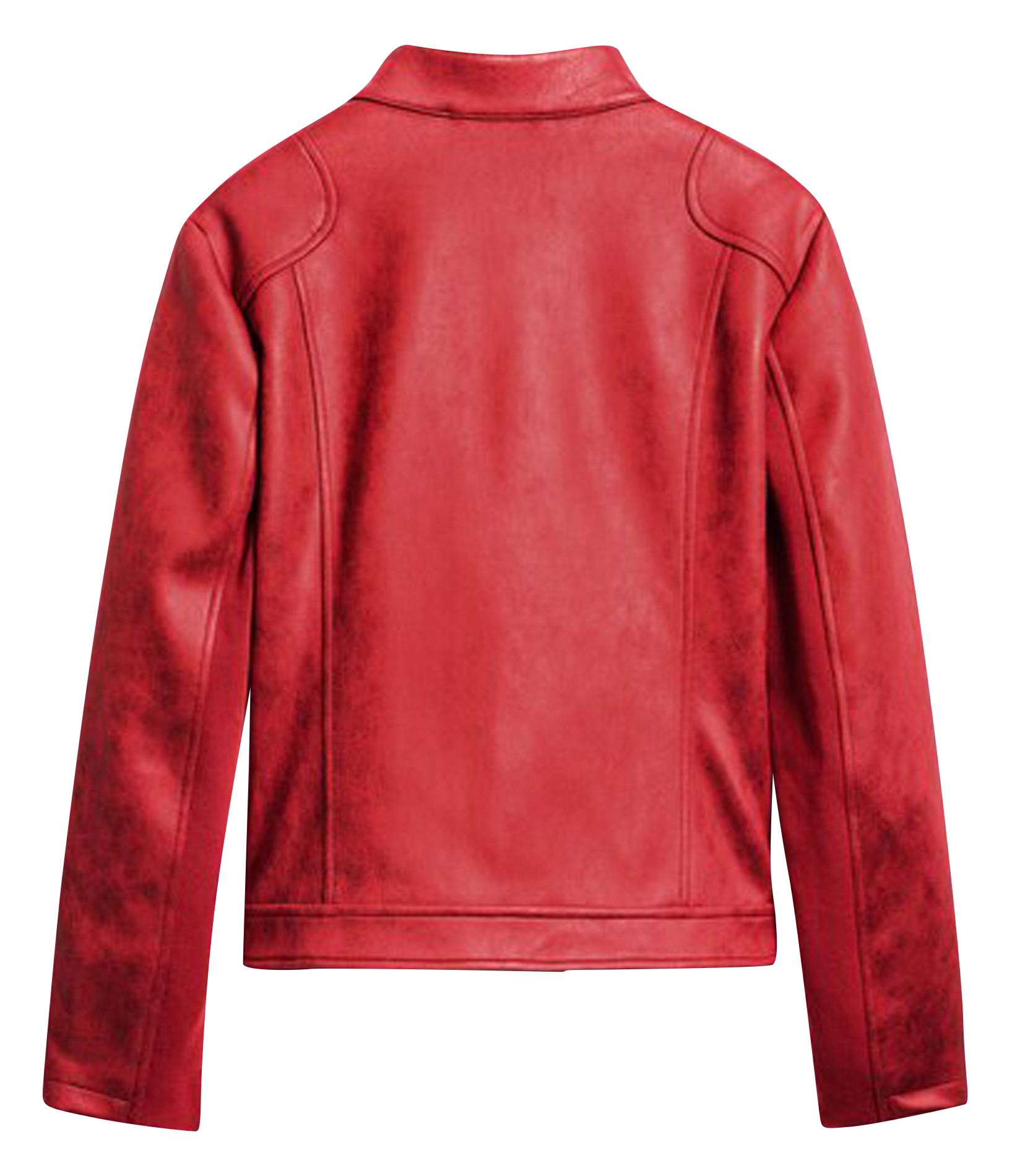 Veste droite effet cuir | Rouge