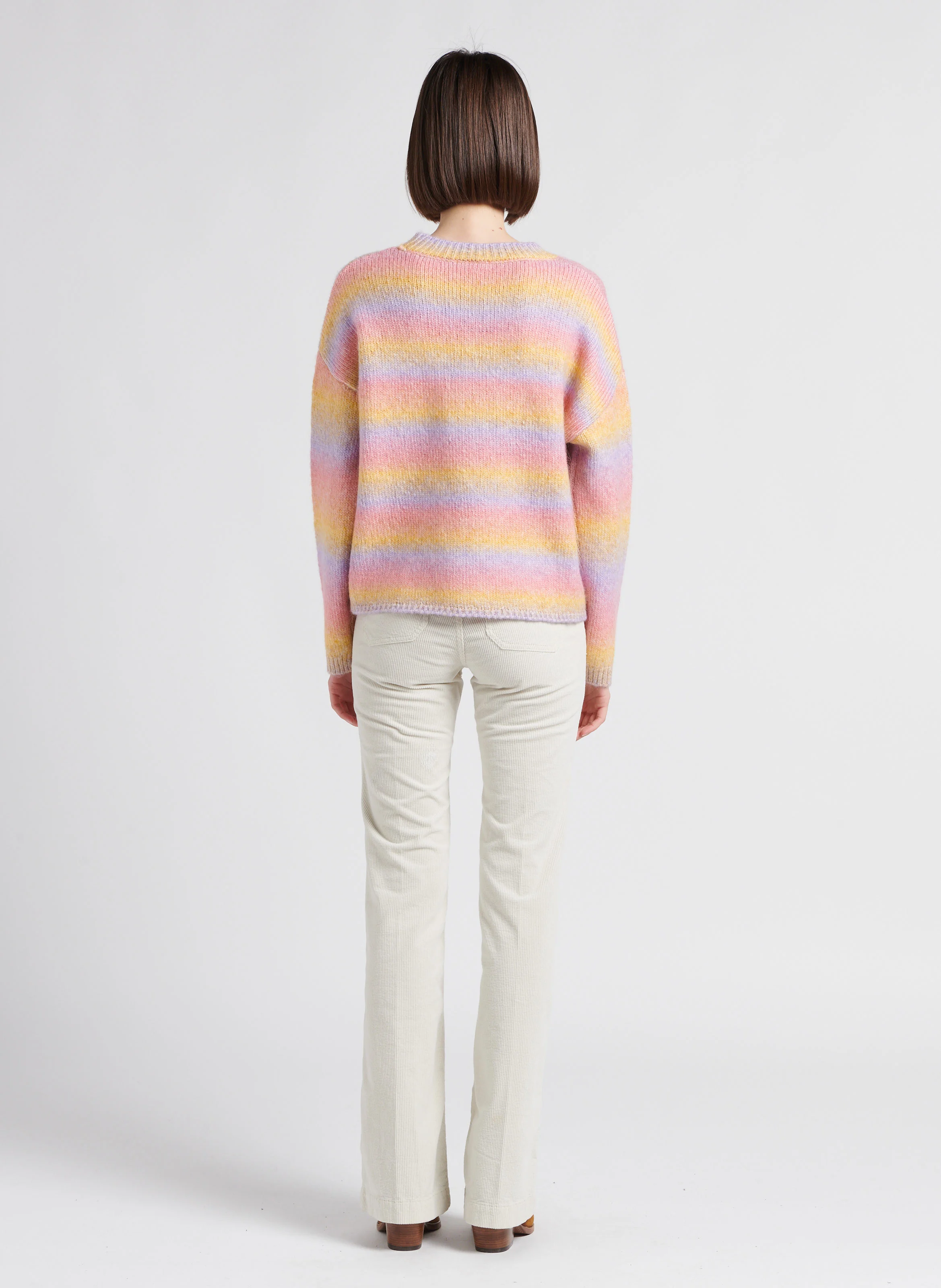 Pantalon patte d'eph en coton mélangé | Blanc