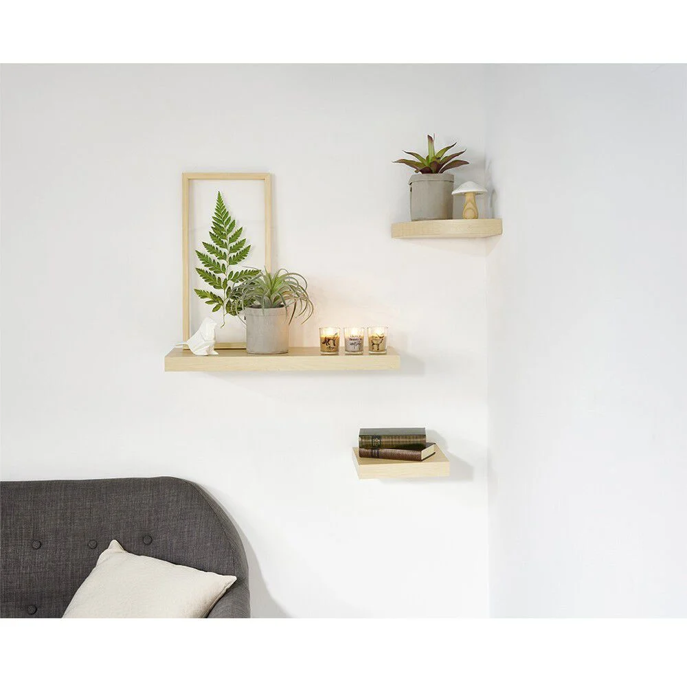 Étagère murale rectangulaire bois beige