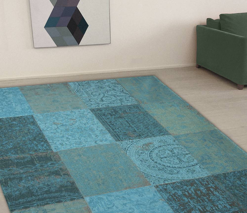 Louis de Poortere vloerkleed - Vintage Patchwork Azur 8015 - 170 x 240 cm
