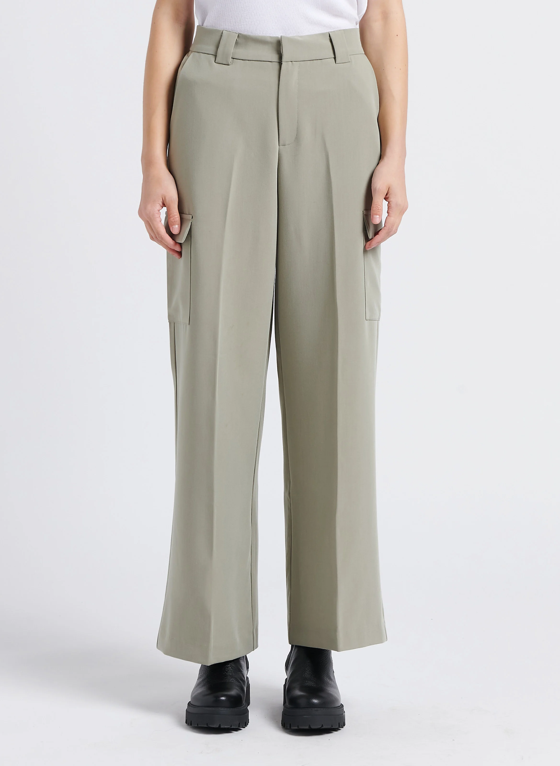 LUGO - Pantalon fluide cargo taille haute | Vert
