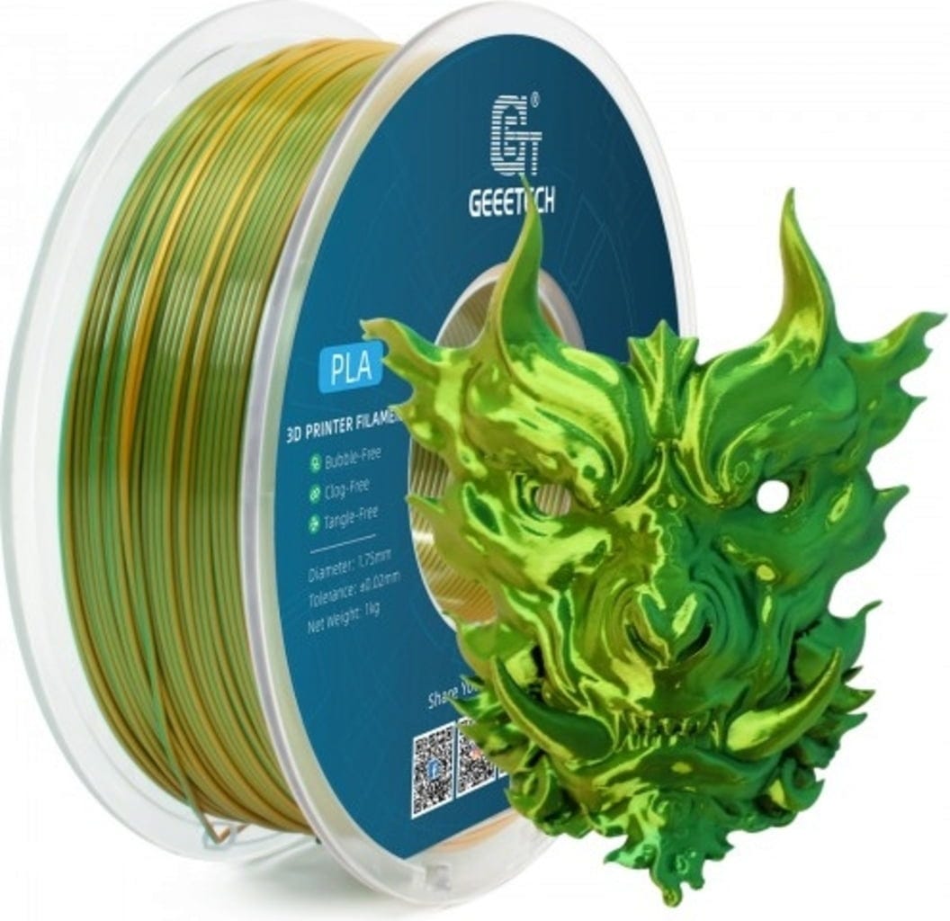 GEEETECH  PLA Silk Dual Yellow+Green, 1,75 mm / 1000 g    Zwei Farben, eine glatte Perfektion!