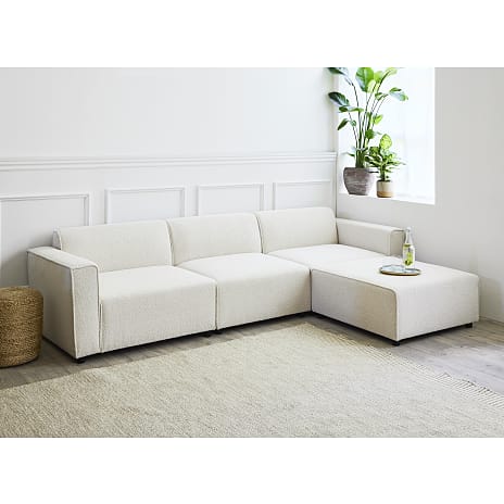 GRO modulsofa med chaiselong - hvid plys