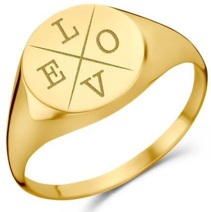 Ronde Gouden zegelring met vier initialen Names4Ever