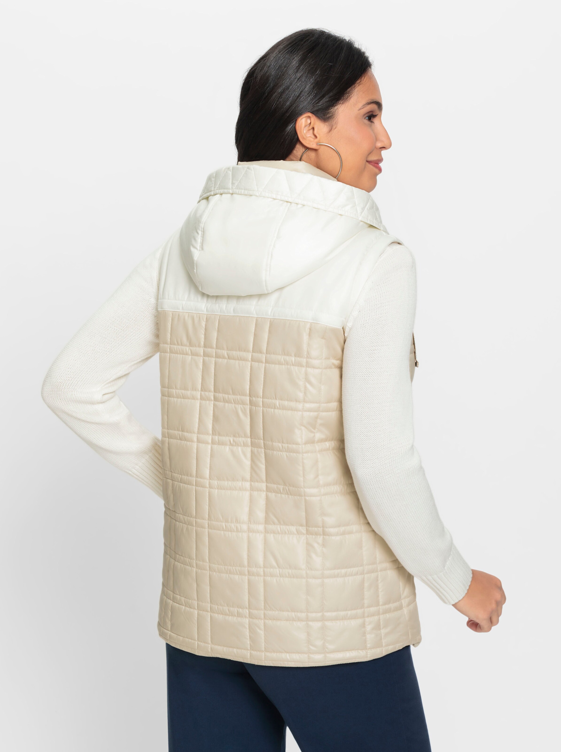 Steppjacke in sand-ecru-gemustert