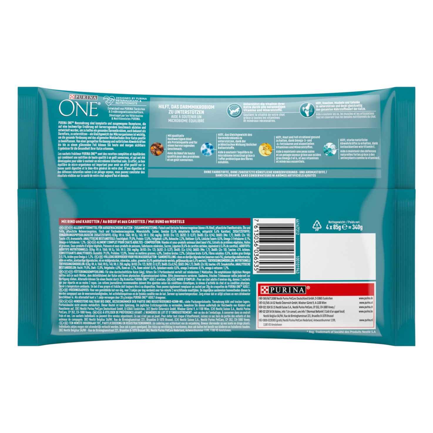 Purina ONE Katzenfutter Adult Rind 4x85g
