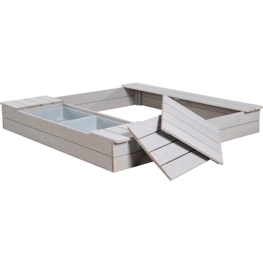 roba Outdoor Sandkasten mit Spielwannen, grau