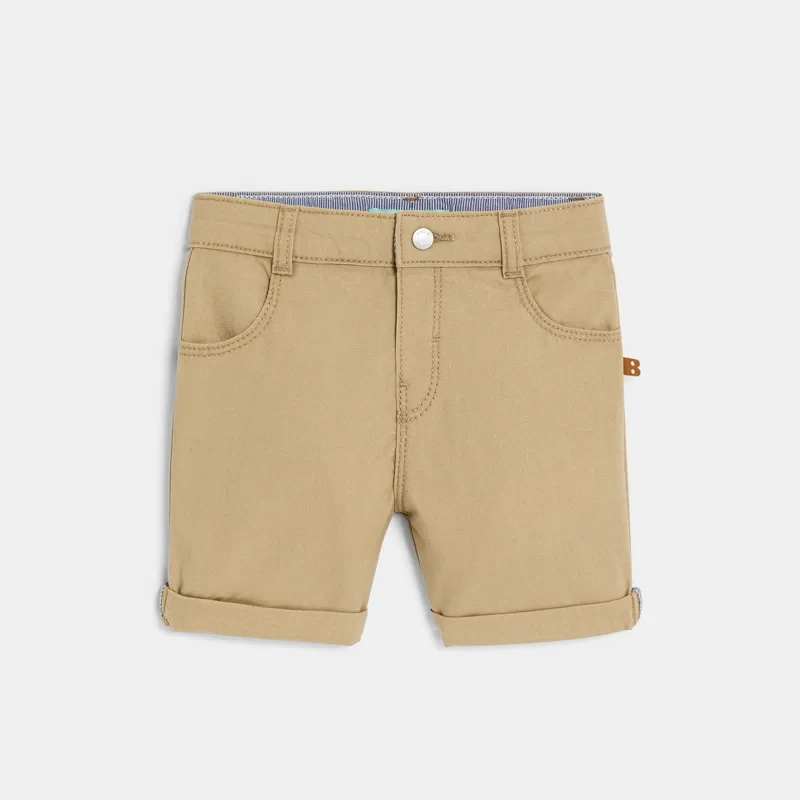 Bermuda droit coton fantaisie beige clair bébé garçon Beige