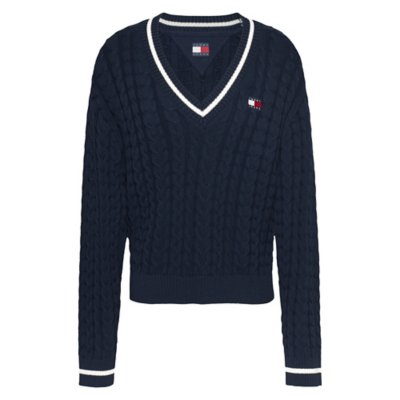 Pull femme Tjw Badge Cable V-Neck TOMMY HILFIGER
