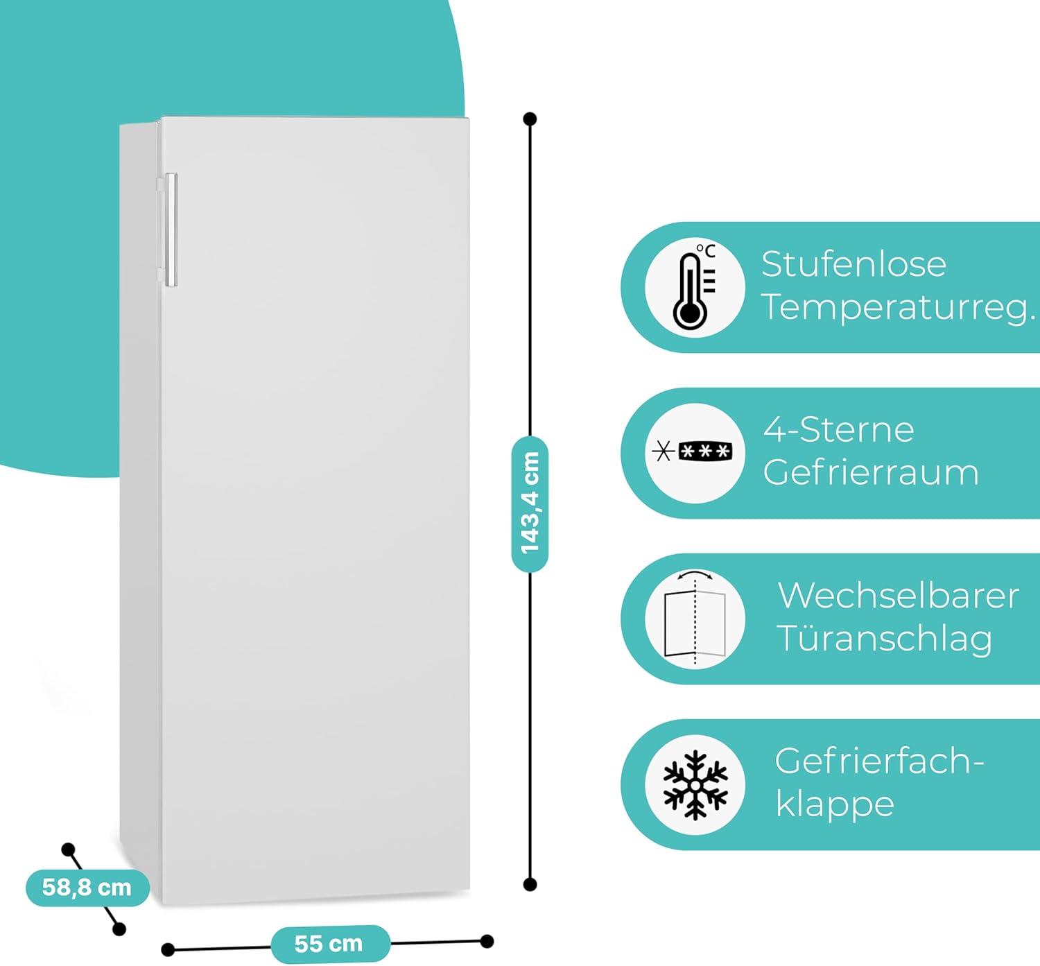 Congélateur 165L blanc Bomann GS7317-1-blanc, Volume net : 165 litres, pose libre, Éclairage intérieur à LED, Température réglable, silencieux, economique Congélateur 4 étoiles