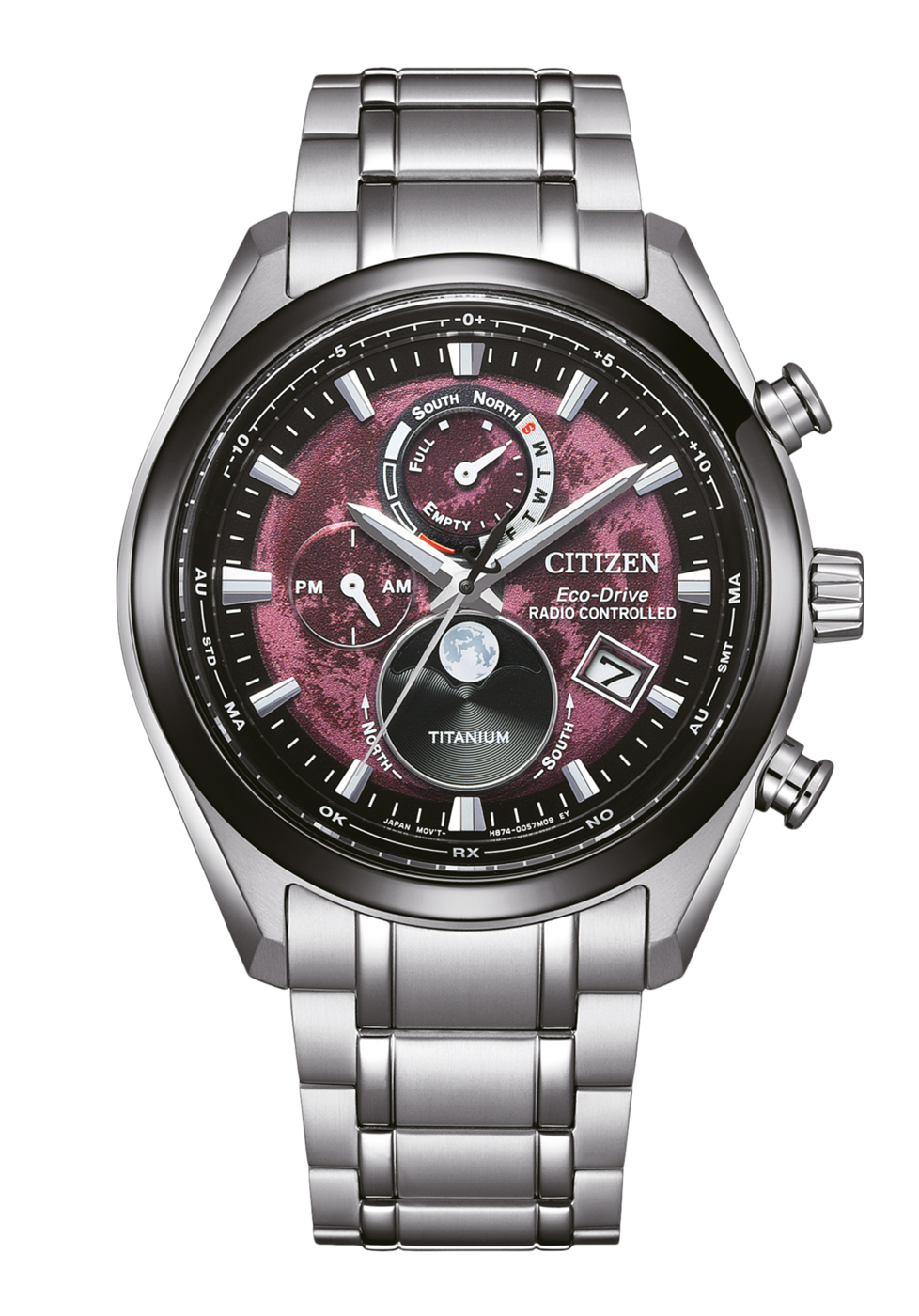 Citizen Eco Drive Funkuhr Mondphase Rot BY1018-80X
