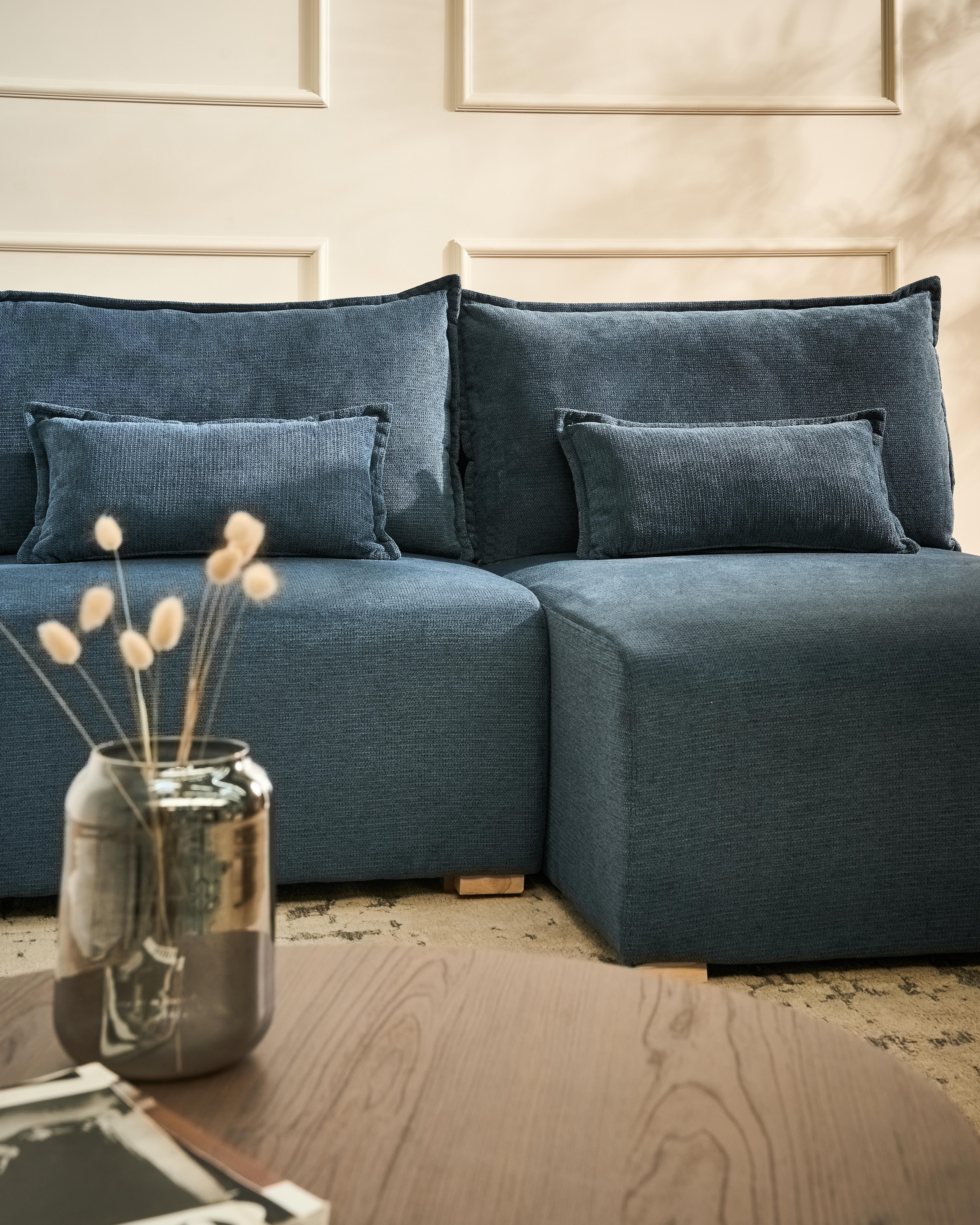 Modulaire hoekbank NERBO Stof Blauw linkszijdig