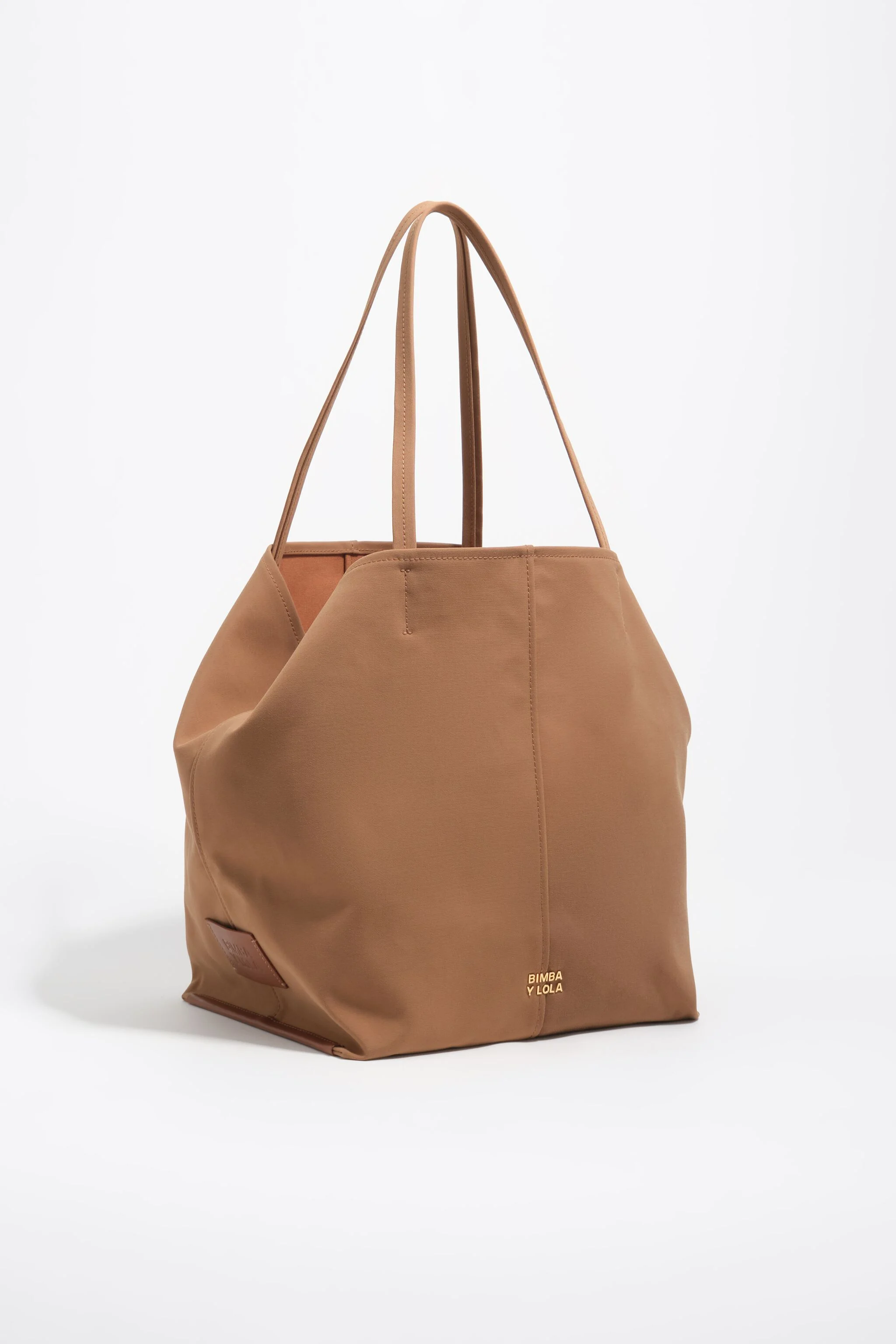 Sacola grande de compras em gabardine cor canela