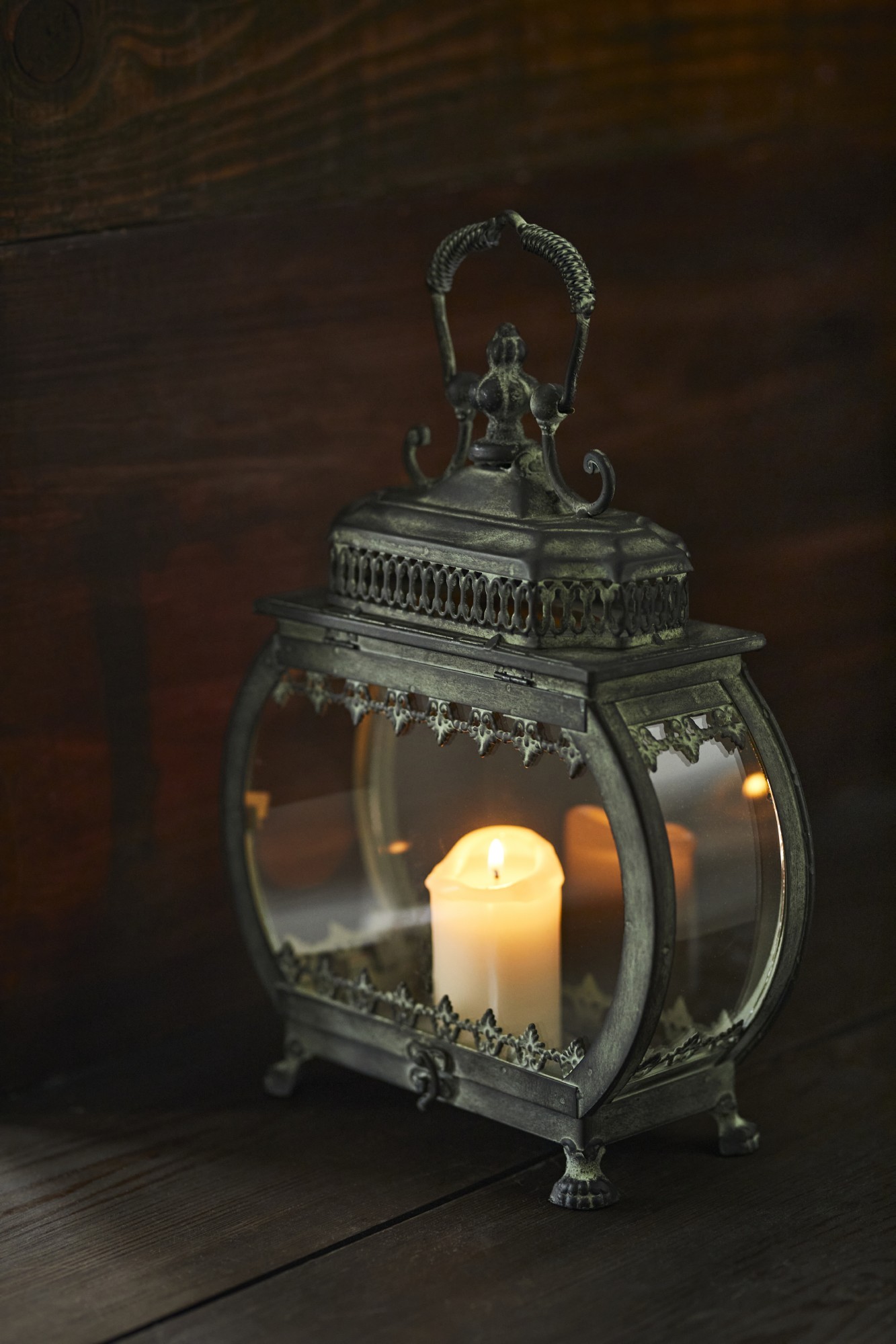 Laterne 'Henriette', aus Metall und Glas, H 30,5 cm, B 24 cm, L 10 cm von fischer's lagerhaus