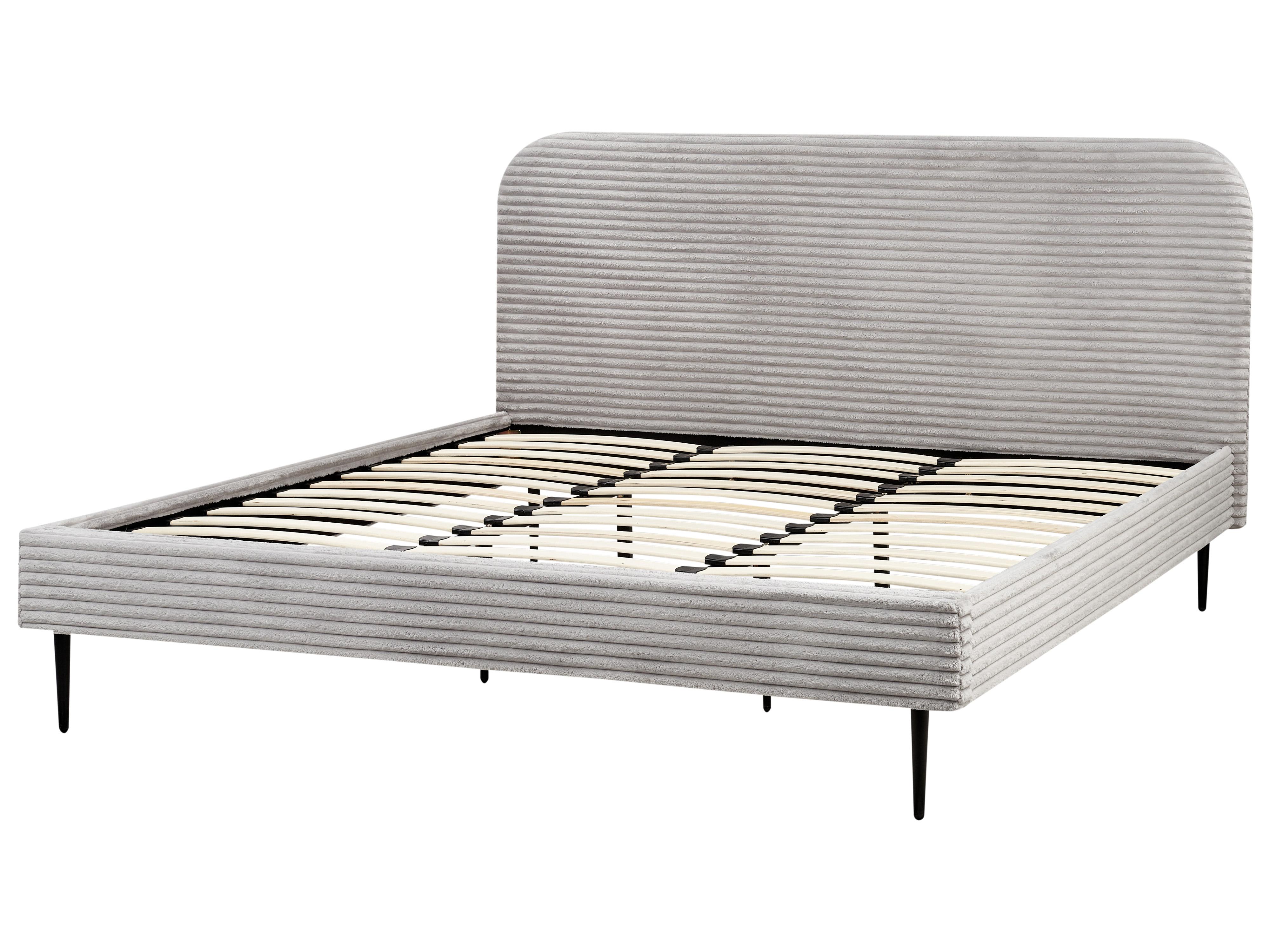 Bed Corduroy FLAYAT 180 x 200 cm Lichtgrijs