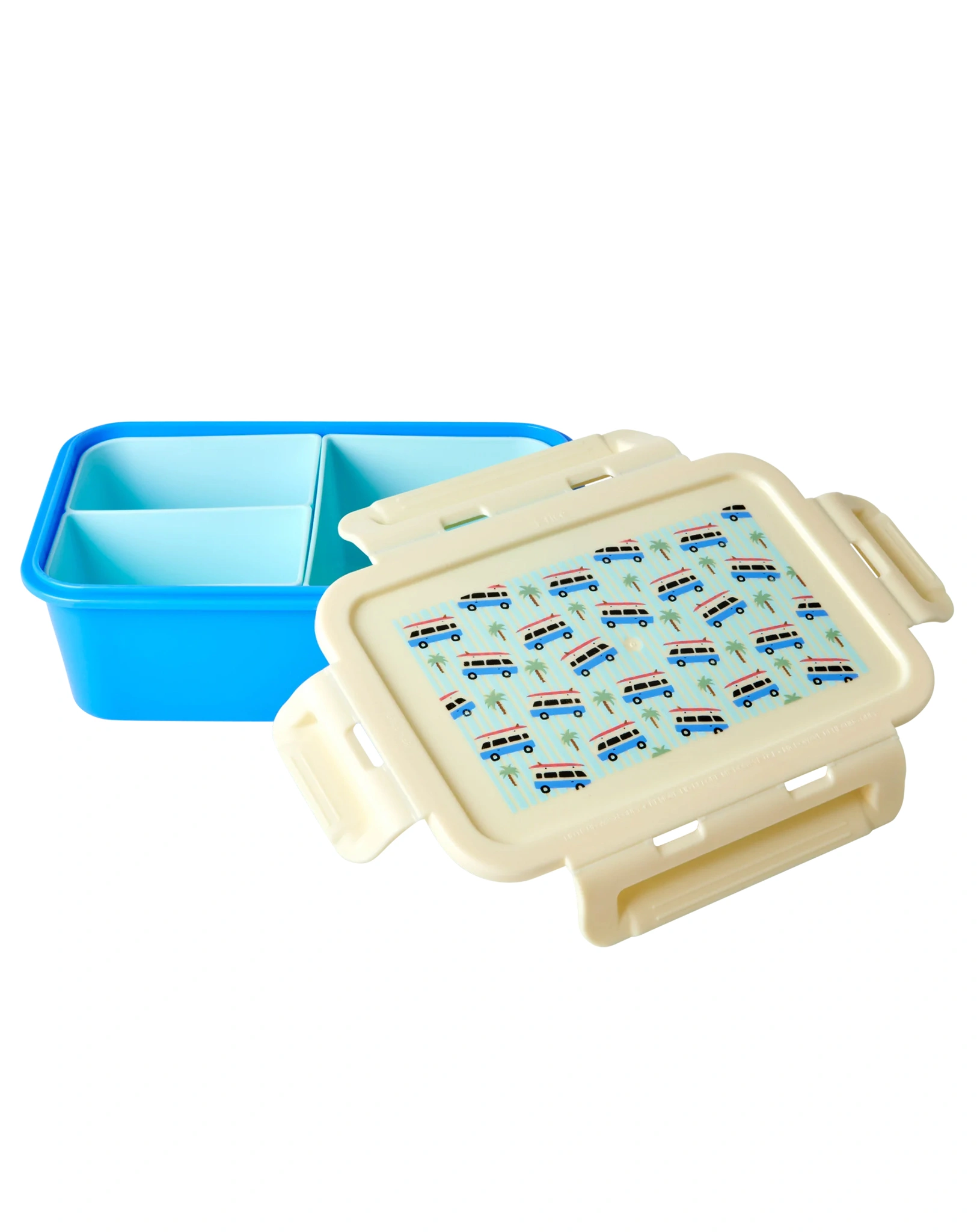 Lunchbox HAPPY CARS mit 3 Innenfächern in blau