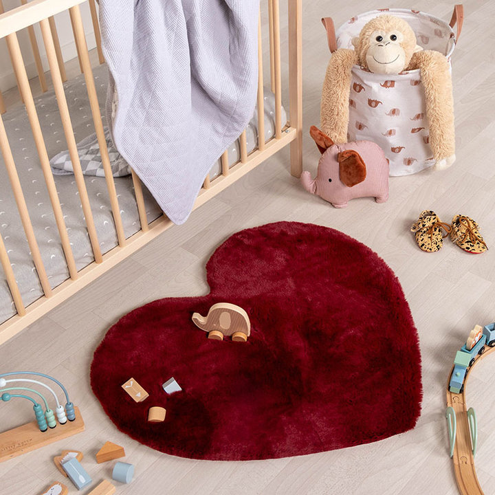 Kindervloerkleed - Huggy Hart Rood | Super fluffy!