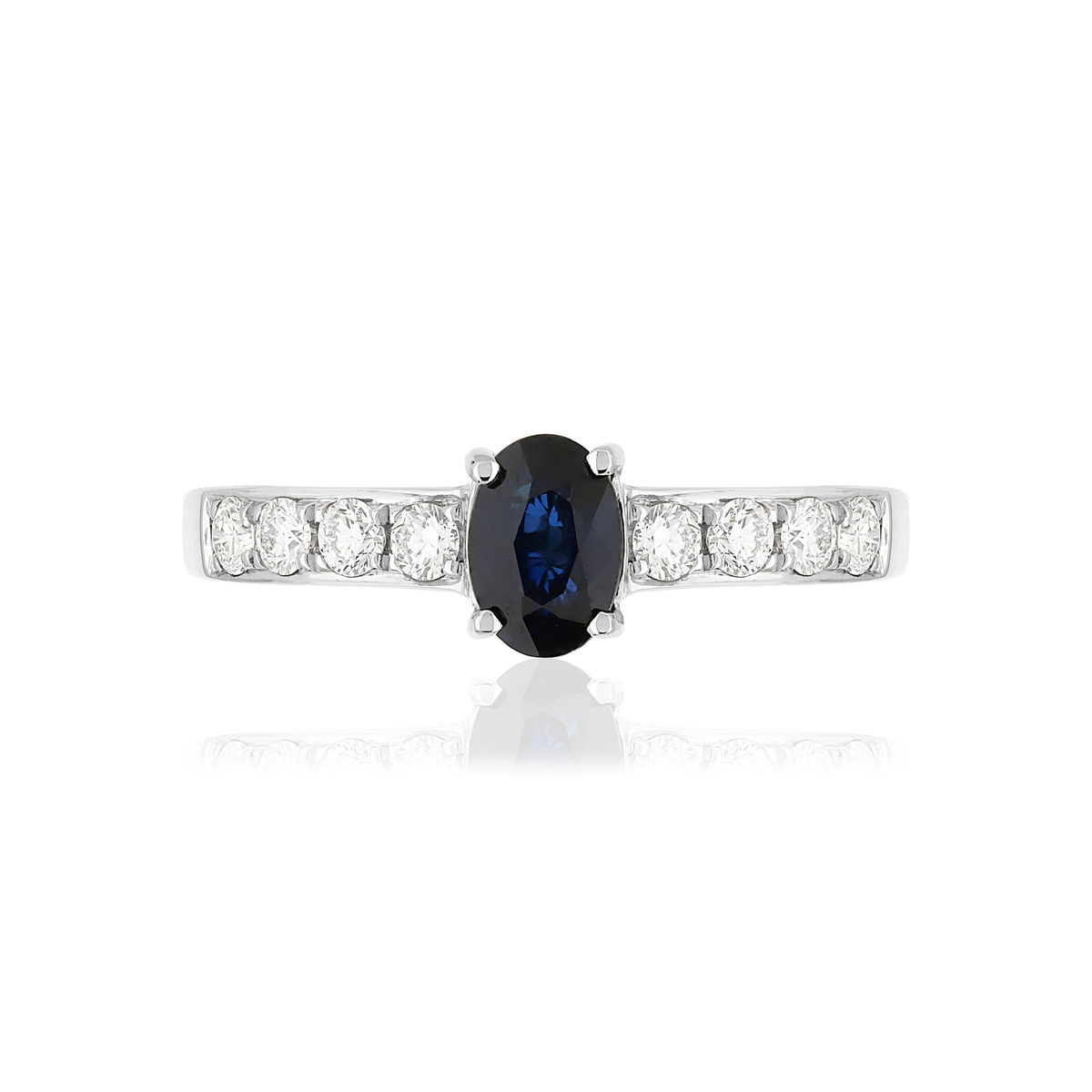 Bague or blanc 750 saphir diamant