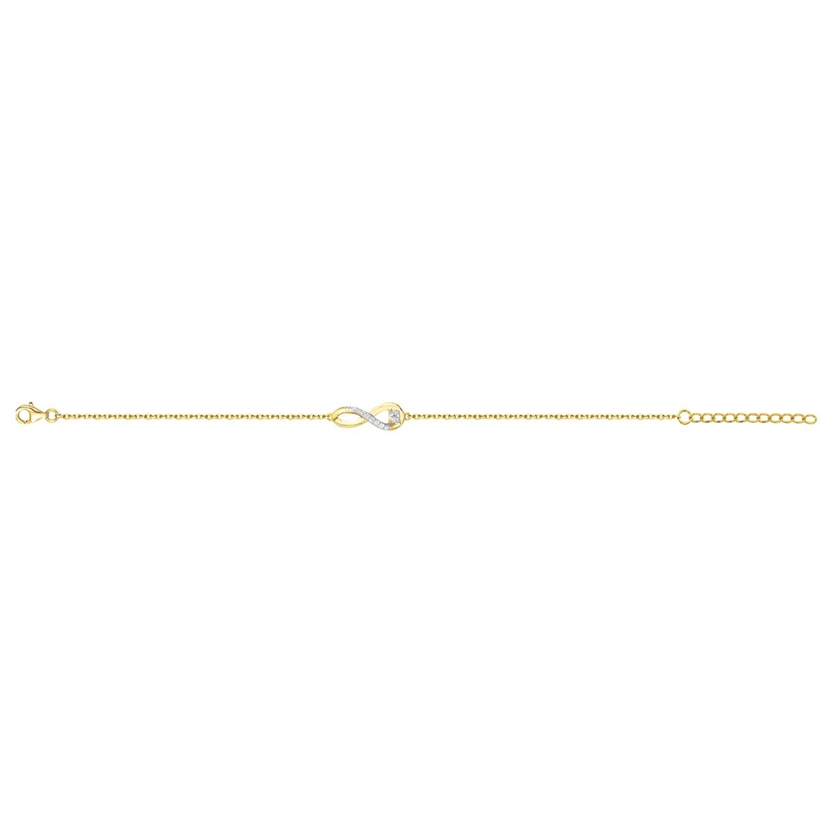 Bracelet souple mono-motif en Plaqué Or avec oxyde de zirconium blanc
