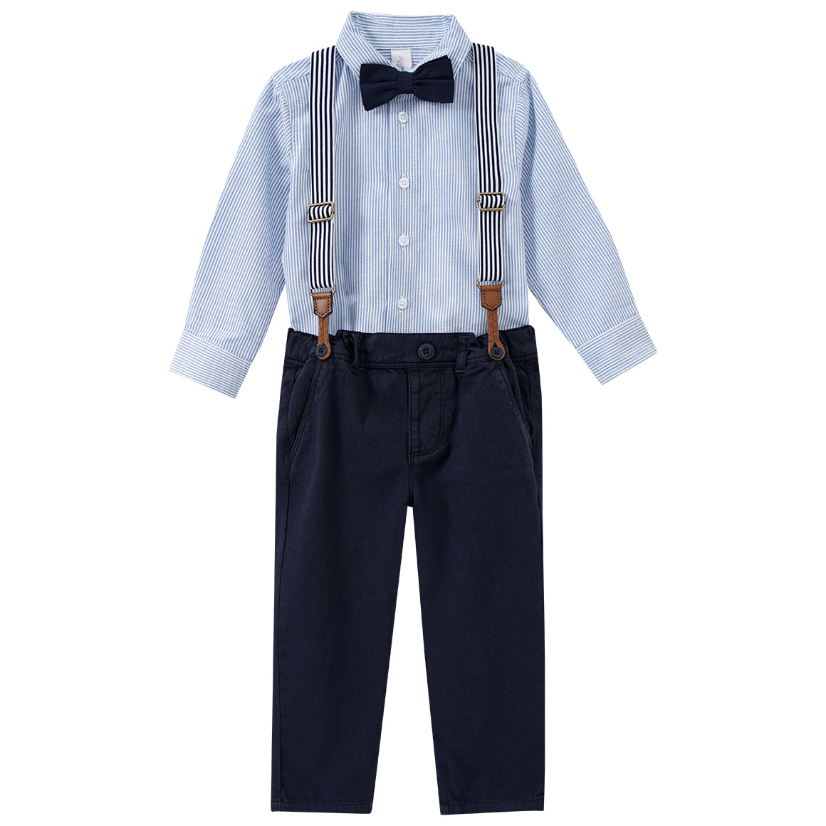 Topomini Baby Hemd und Chinohose im Set dunkelblau / blau / weiss