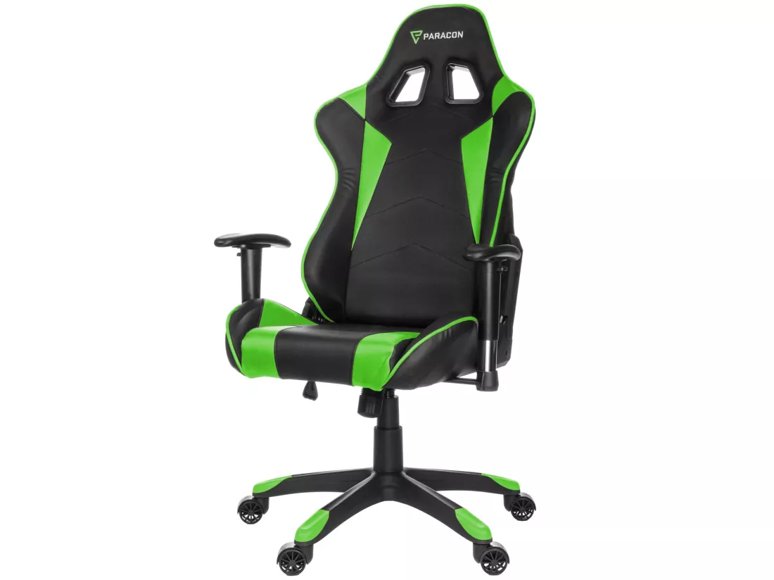 Paracon Knight Fauteuil de gamer avec oreiller cervical et soutien lombaire, vert.