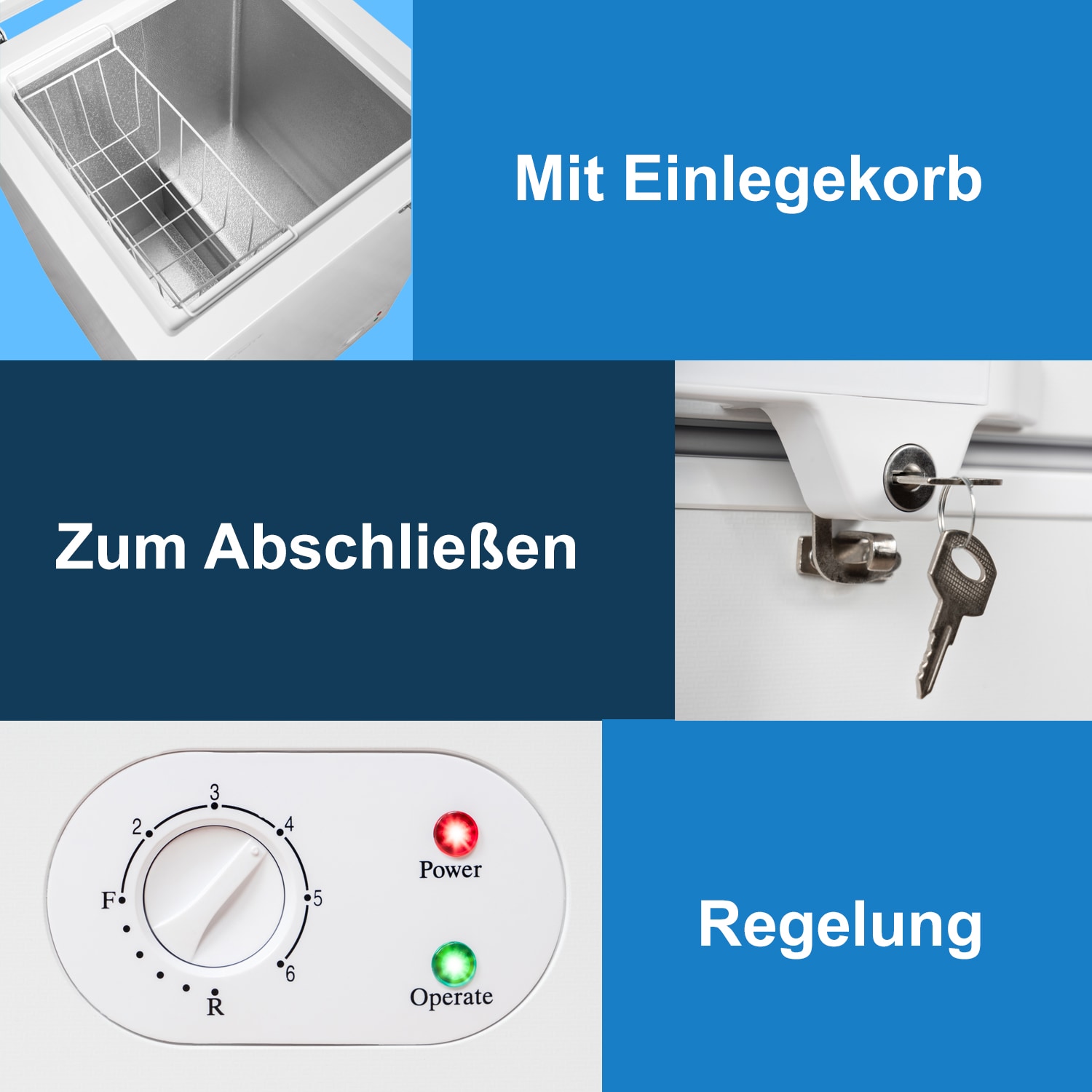 TroniTechnik® Gefriertruhe Kühltruhe BORGAR PRO mit 2in1 Gefrier- und Kühlfunktion | 110 Liter, 169kwh/Jahr | LED-Licht