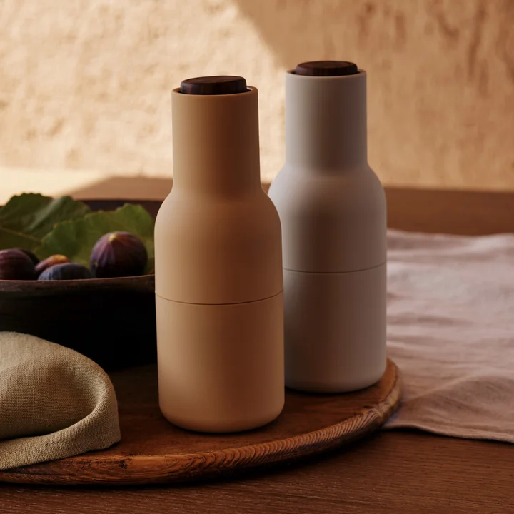 Audo - Bottle Grinder Salz- und Pfeffermühlen Set, ash / carbon (Edelstahldeckel)