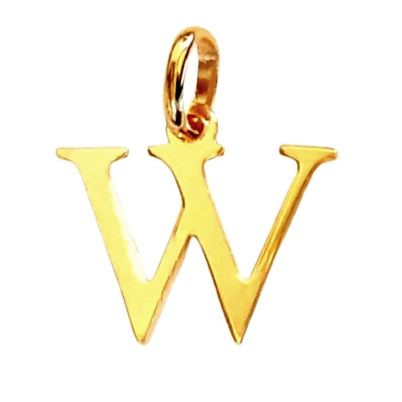Pendentif Initiale simple lettre W en plaqué or