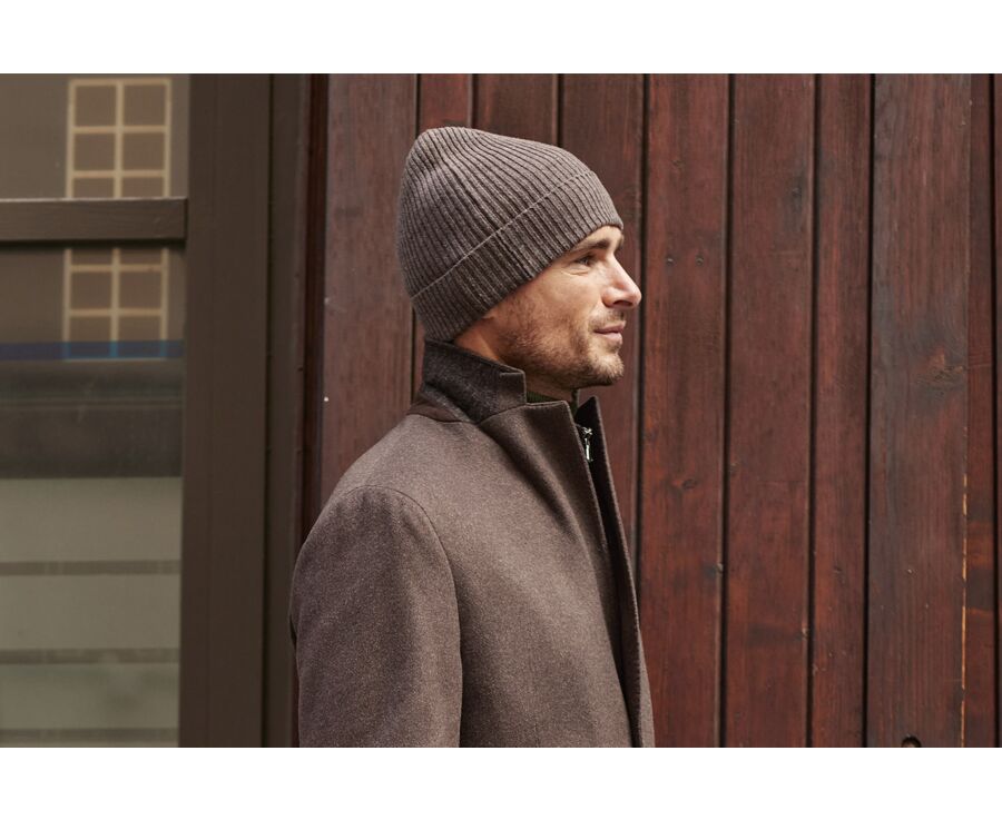 Bonnet laine homme Chocolat Chiné - BENNETH