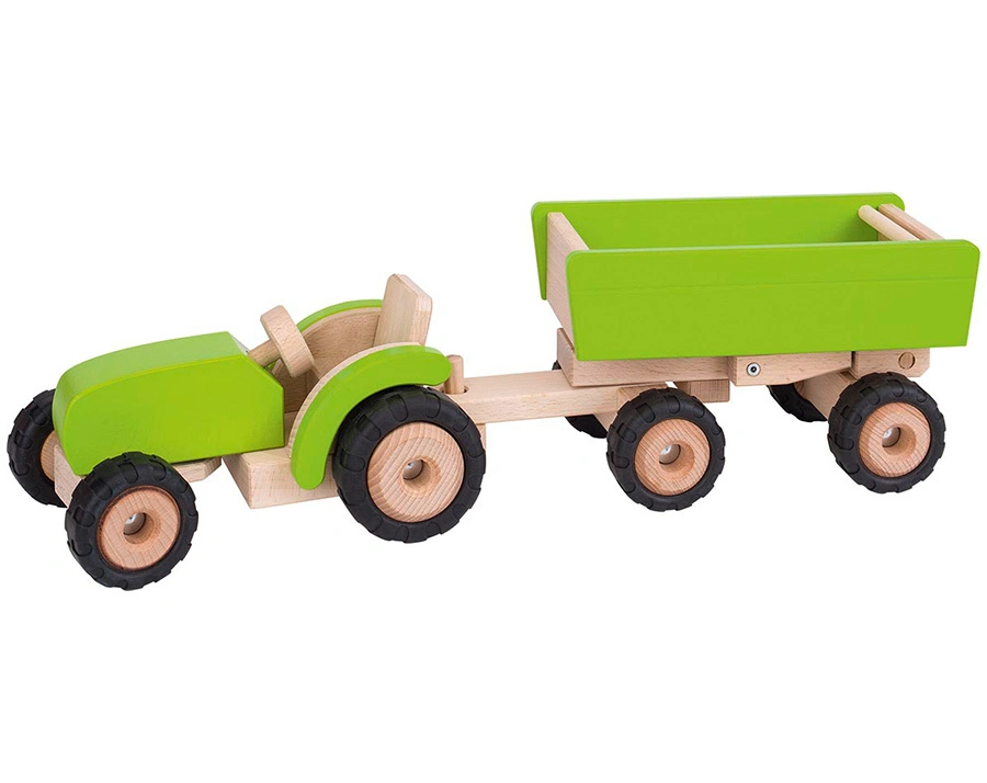 Traktor mit Anhänger in hellgrün