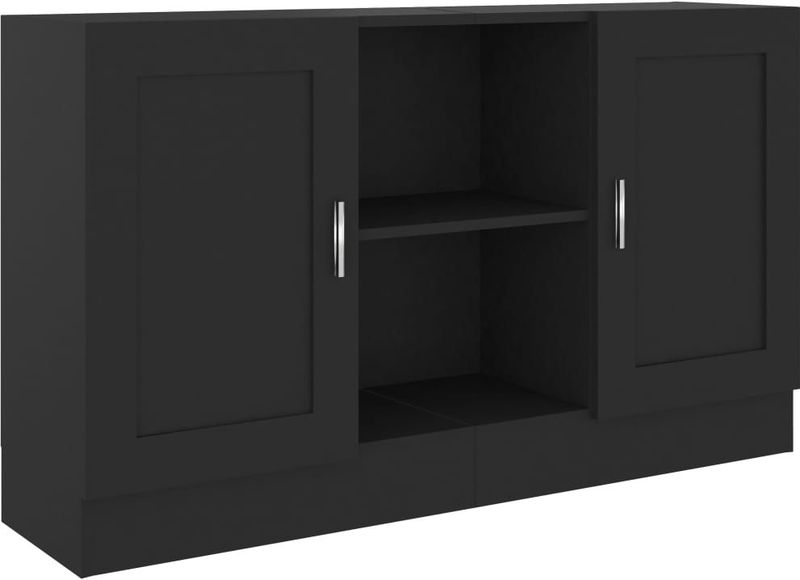 vidaXL - Dressoir - Zwart - Bewerkt Hout - 2 Vakken - 2 Deuren