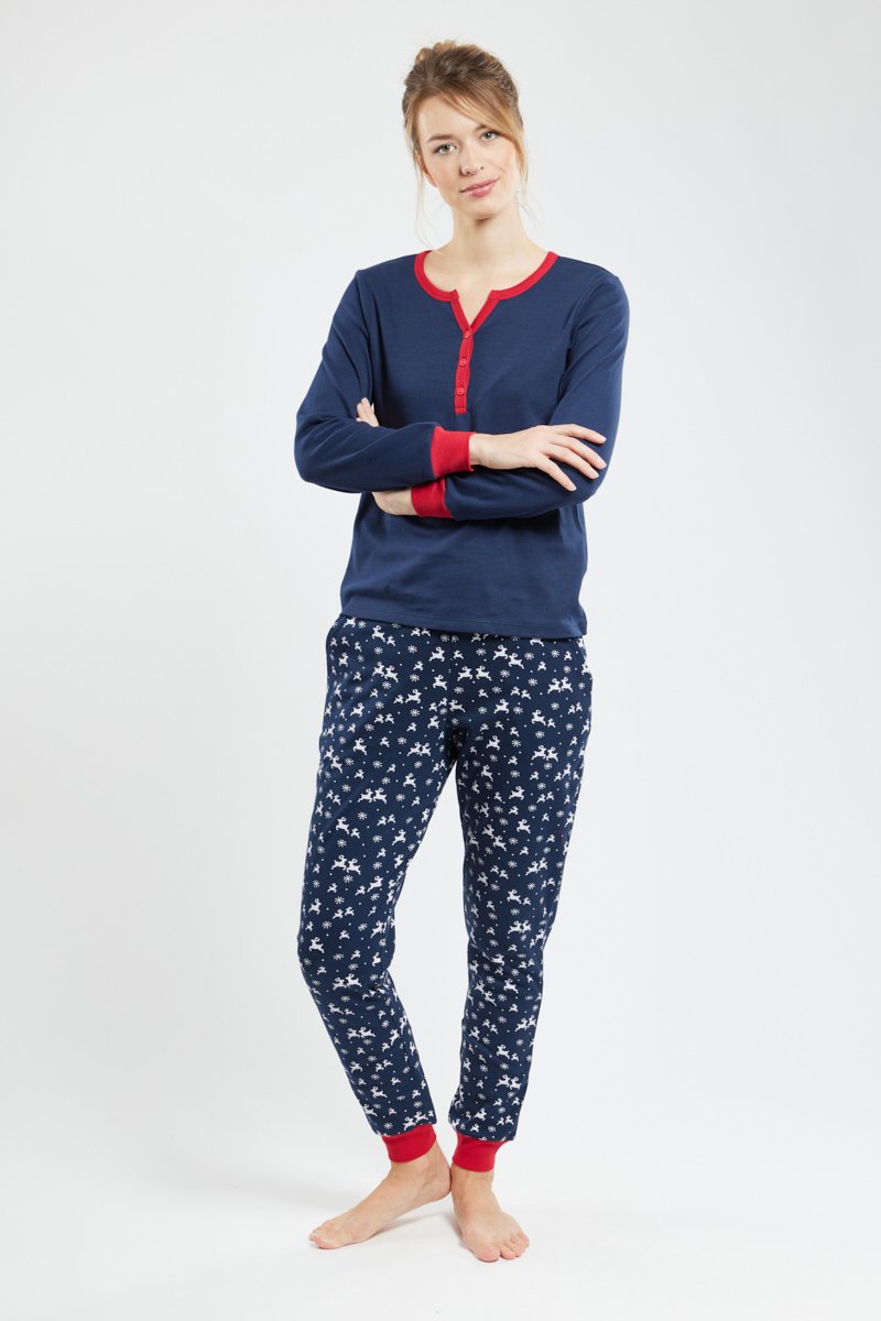 Pyjama jogging à motifs - coton épais