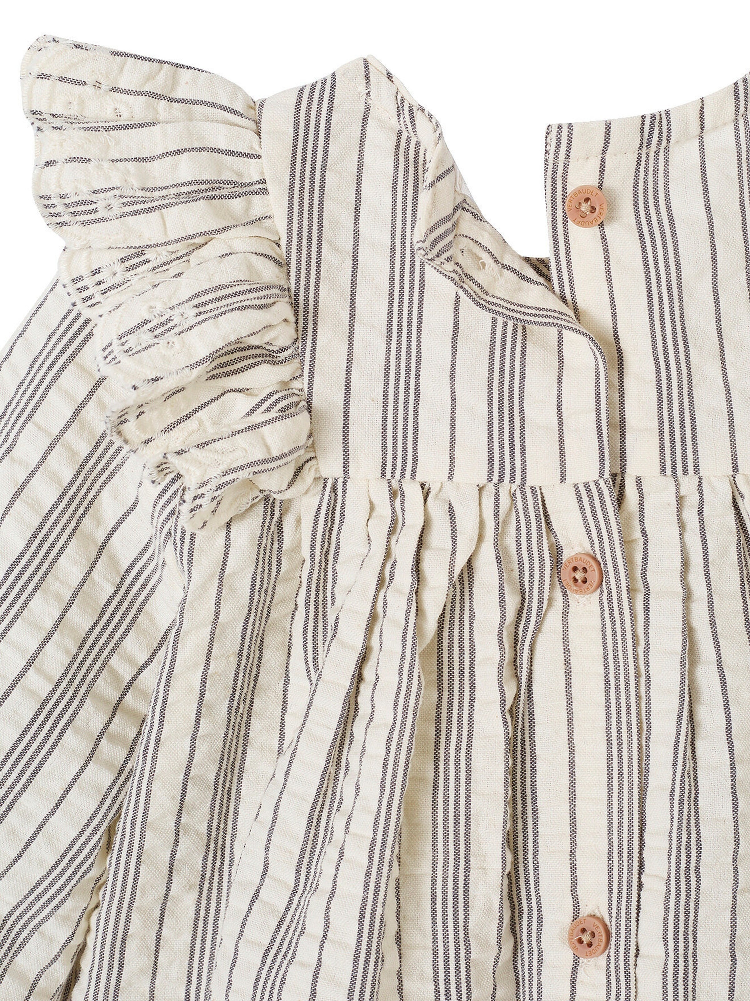 Vertbaudet Mädchen Baby-Set: Kleid, Shorts & Haarband beige gestreift