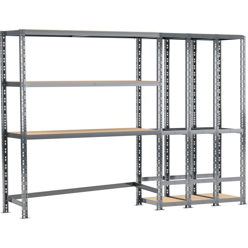 Rayonnage MODULO - Module 2 étagères - 5 plateaux