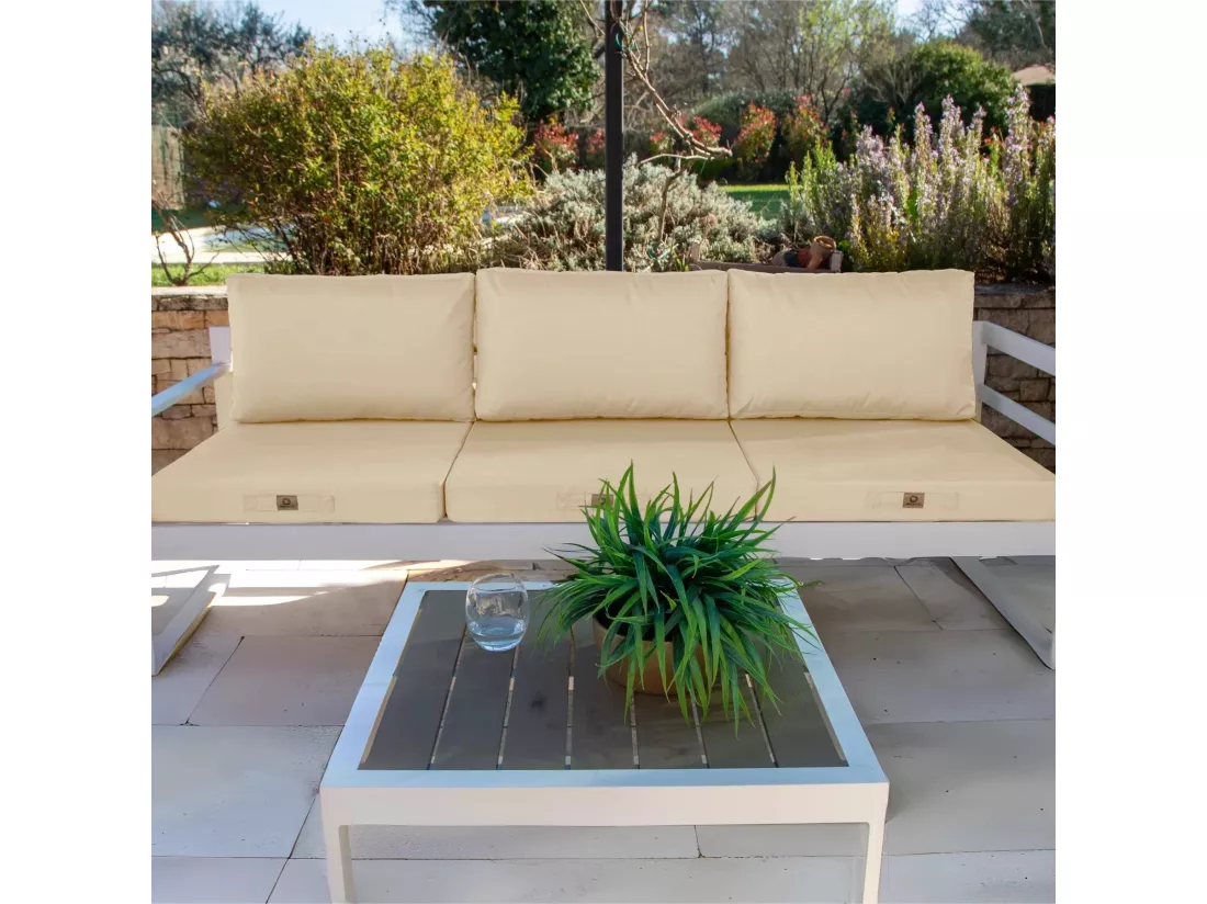Coussins pour salon de jardin déhoussable 50x50cm Beige