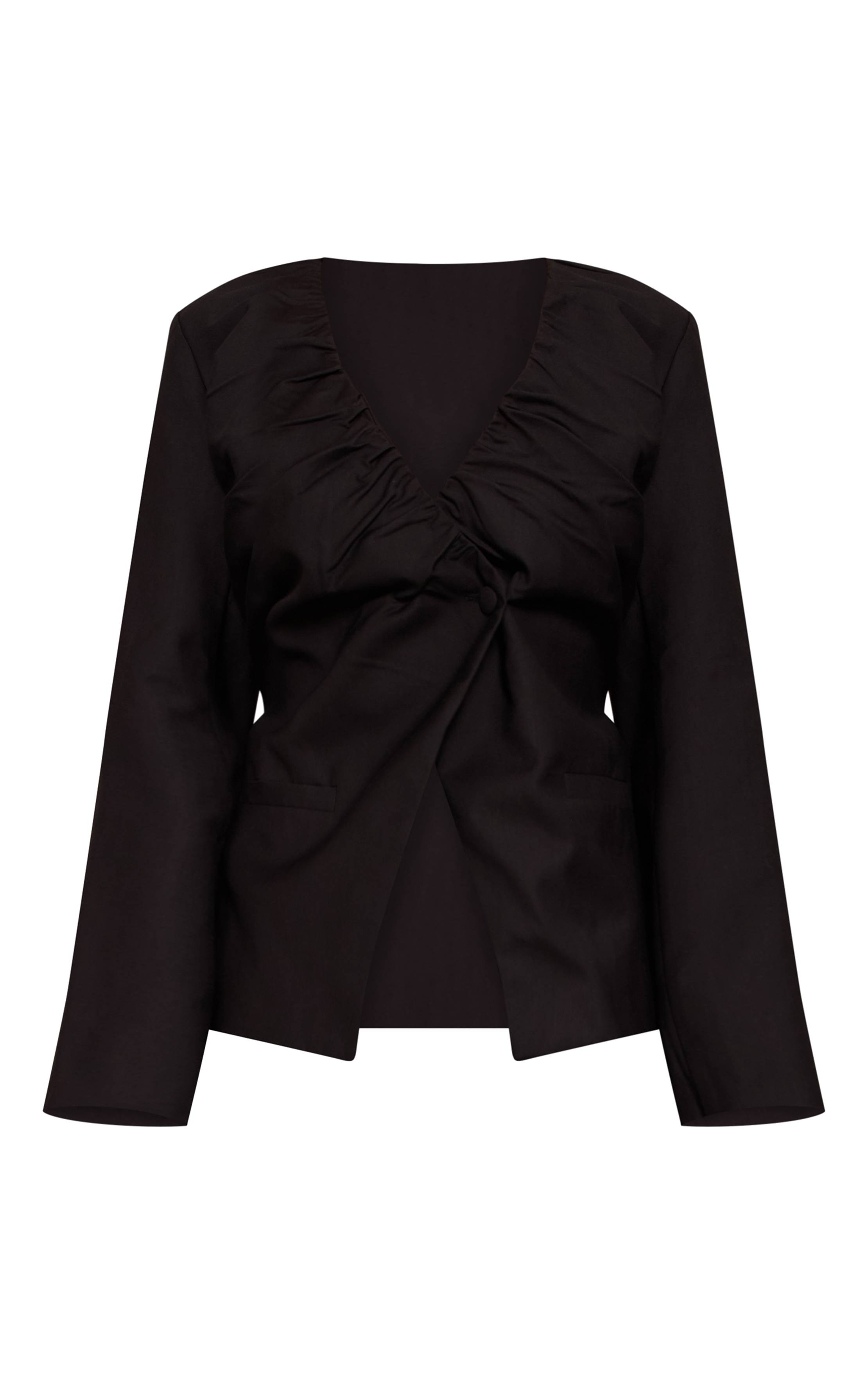 Noir Blazer Cinché À Encolure Froncée Shape