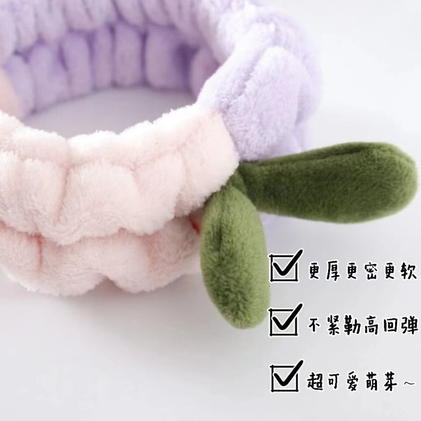 Miumi - Leaf Two-Tone Coral Fleece Gezichtsreiniger Hoofdband