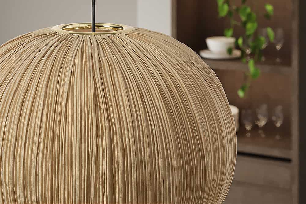 Runde Hängelampe ORGANIC 45cm natur Stoffschirm Boho