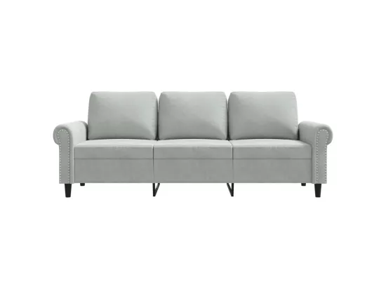 Canapé à 3 places Gris clair 180 cm Velours