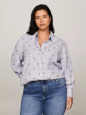 Camisa oversized listrada Curve TH Monogram Ithaca