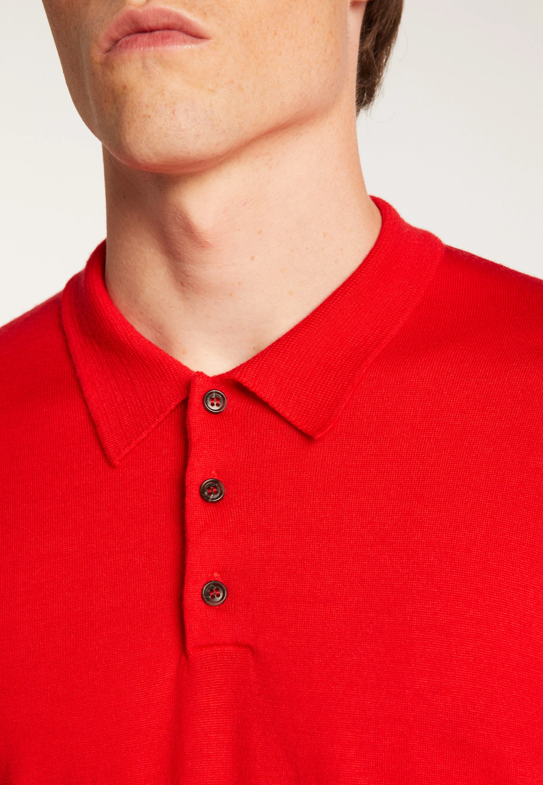 ENIAH24 - Pull col polo en laine mérinos | Rouge