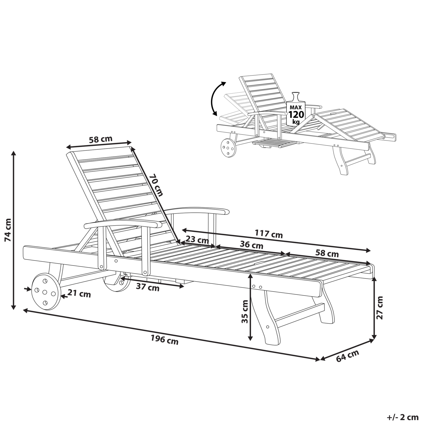 Beliani - JAVA  - Strandstoel - Lichtbruin - Acaciahout