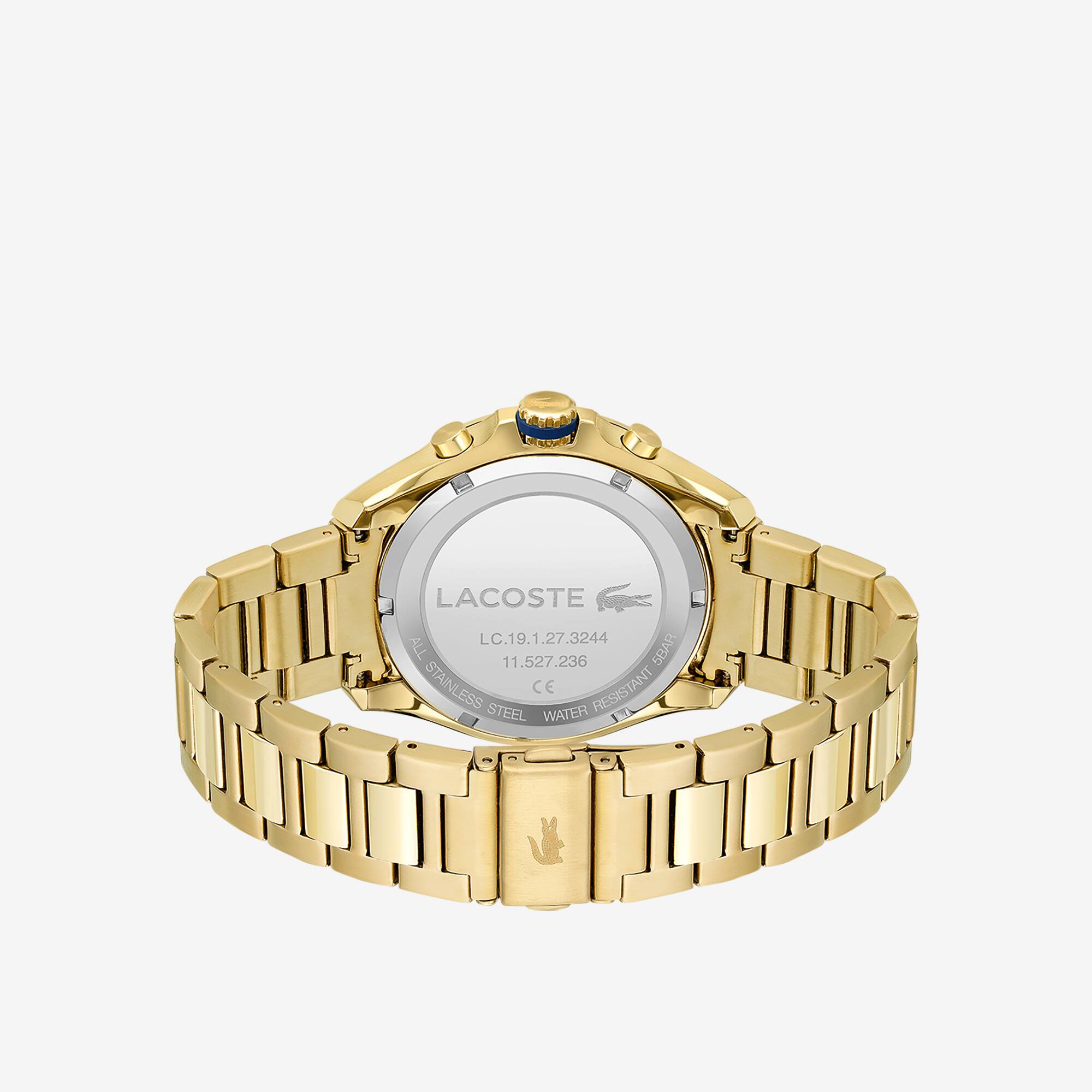 Montre chronographe Tiebreaker bleue avec bracelet plaqué or Montres - Blanc - Lacoste - Homme