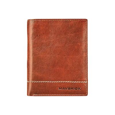 Maverick Rough Gear - Portefeuille - RFID, avec pochette à monnaie - cuir de buffle pleine fleur à tannage végétal - cognac