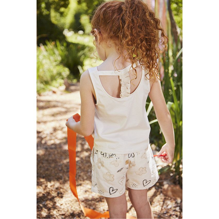 Débardeur en jersey avec glitter et dos fantaisie pour fille - Ecru