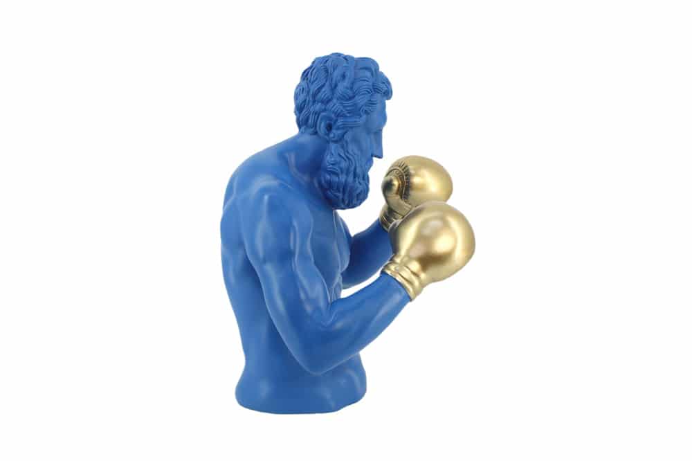 Einzigartige Statue BOXER 50cm blau gold handmade Skulptur Deko-Figur