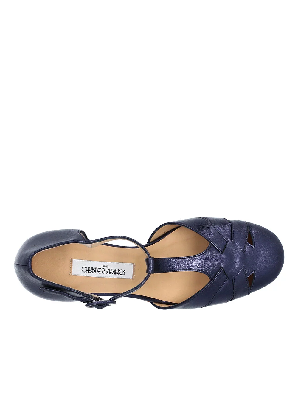 SANDALE TERNES CUIR METALLISE BLEU